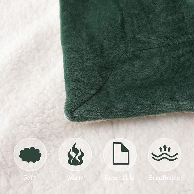 NANPIPER Baby Sherpa Blanket,Warm Toddler Throw Blanket,Soft Newborn Fleece Blanket for Winter (Olive Green,30x40 inches)