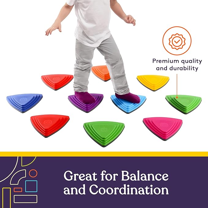 Special Supplies 10 Stepping Stones for Kids Indoor and Outdoor Balance Blocks Promote Coordination, Balance Strength Child Safe Rubber, Non-Slip Edging