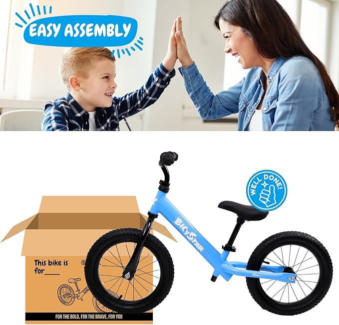 14 Inch Balance Bike for Kids 3-6 Year Old, No Pedals, Air Rubber Tires, Adjustable Height, Pedalless Bicycle for Boys, Girls, Green