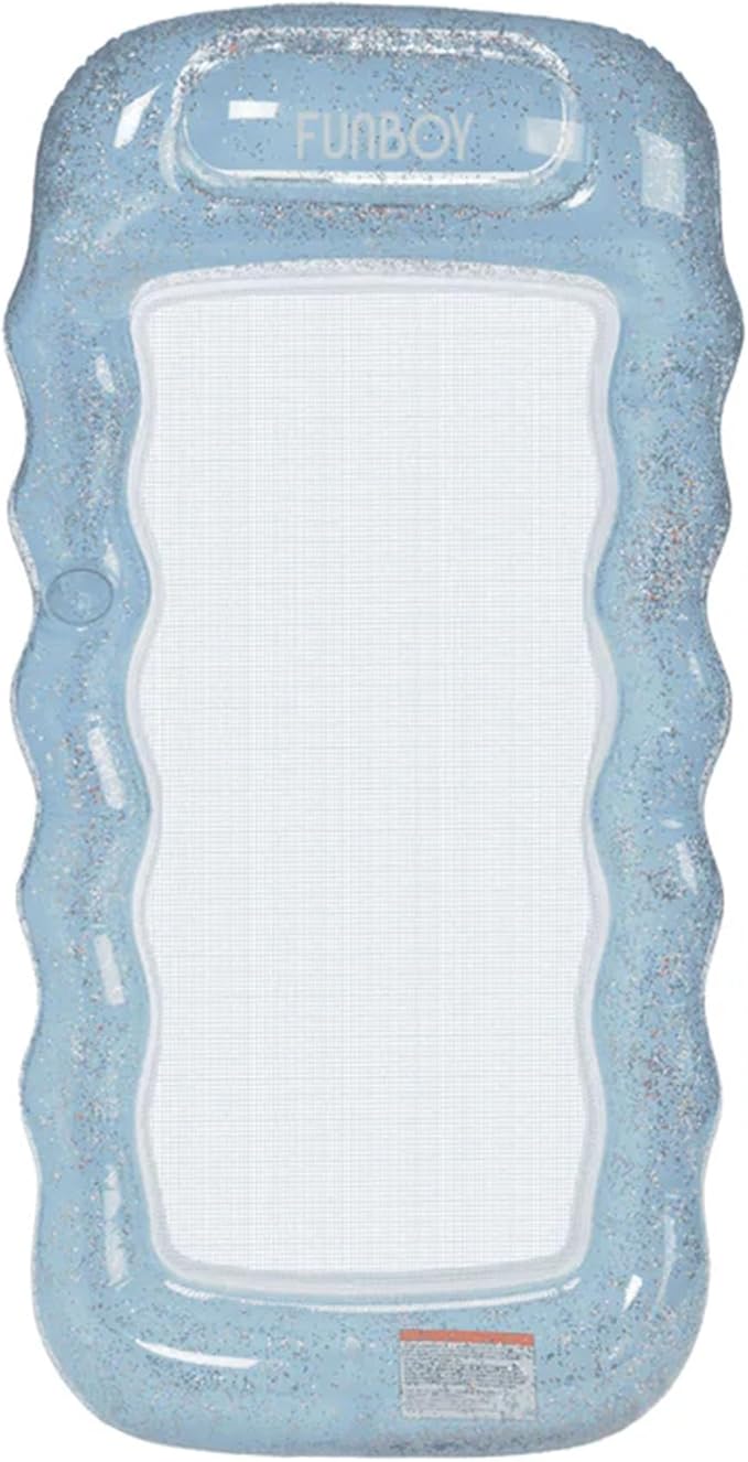 FUNBOY Clear Inflatable Mesh Pool Lounger Mesh Water Hammock with Built-in Pillow 70" Pool Hammock Float for Adults Swimming Pool Accessories & Tanning Pool Lounger Float for Pool Party & Summer