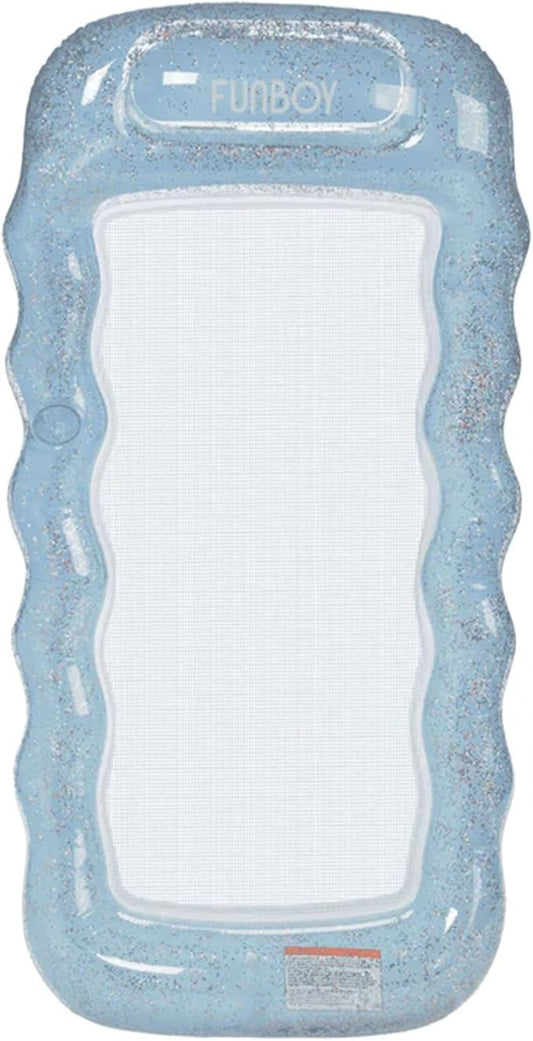 FUNBOY Clear Inflatable Mesh Pool Lounger Mesh Water Hammock with Built-in Pillow 70" Pool Hammock Float for Adults Swimming Pool Accessories & Tanning Pool Lounger Float for Pool Party & Summer