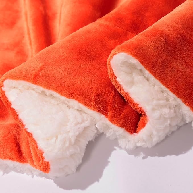 NANPIPER Fleece Blanket Sherpa Throw,Soft Fuzzy Blankets for Couch,Orange 50"x60"