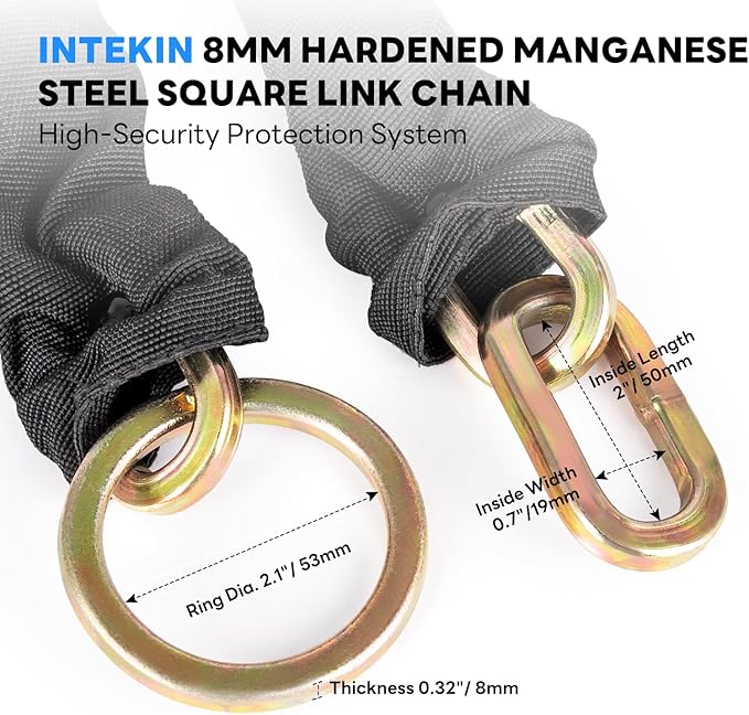 Security Chain 3.3 ft x 5/16" Thick Bike Lock Chain - High Security Hardened Steel Cut Proof Chain for Bikes, Containers, Motorcycles, Trailers, ATV's (Chain Only)