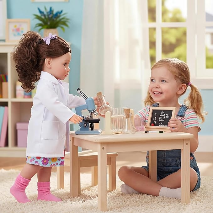 BABESIDE American Realistic Baby doll Girl - 16-Inch Scientist Doll PlaySet with Microscope & Toy Chemistry Lab Accessories for 5 6 7 8 9 10 11 12 Years Girl Gift, Pretend Play, Birthday & Christmas