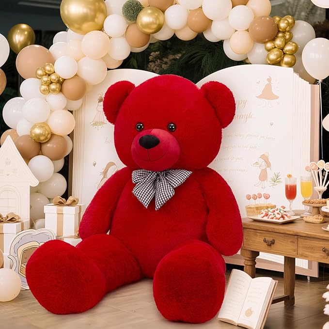 MaoGoLan Big Teddy Bear 55 inches,Life Size Big Plush Stuffed Animal,Adorable and Soft Red Teddy Bear Gift for Christmas,Valentines,Birthday,or Long Distance