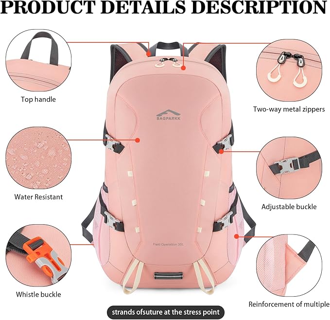 Hiking Backpack,Large 35L Travel Backpacks for Men Women,Water Resistant Ultra Lightweight Foldable Packable Camping Daypack for Outdoor Sports