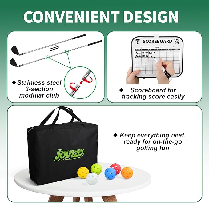 Bucket Golf Chipping Game with 1 Club & 6 Holes, Portable Golf Set for Adults Kids, Outdoor Indoor Sports Practice Toy Gift for Family Play Yard, Backyard, Lawn, Beach