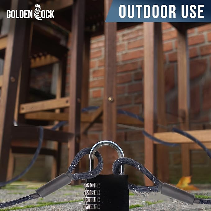 Big & Strong 7/16" Steel Security Cable Lock (7FT/13FT) with Looped Ends Anti-Theft for High-Value Assets, Movement Protection of Motorcycles, Generators, Jobsite Tools, Grills & More