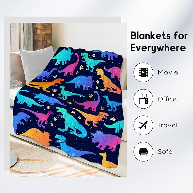 Dinosaur Blanket for Boys Girls, Dinosaur Gifts for Boys, 30"x40" Toddler Blankets for Children, Kids Throw for Couch Sofa Chair, Soft Fuzzy Cozy Girls Gifts Room Decor