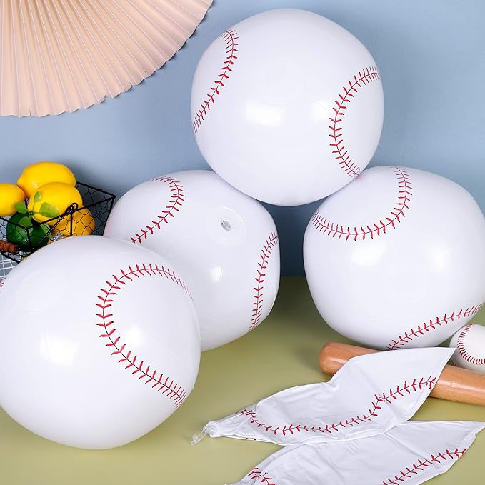 durony 12 Pieces Baseball Beach Ball 11 Inch Inflatable Baseball Bouncing Sports Ball Bouncy Toy Favors for Birthday Party Summer Beach Pool Games Decorations