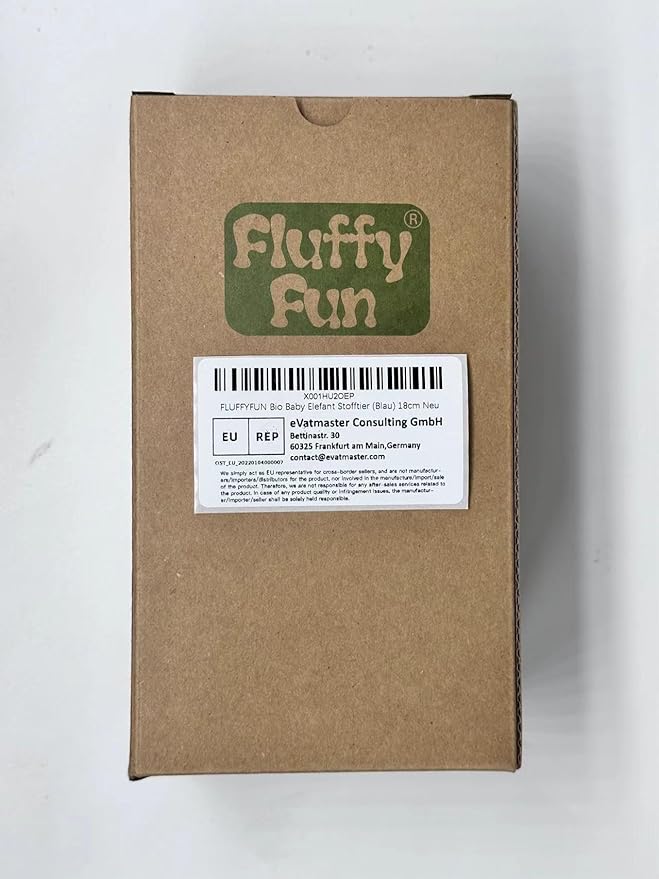 100% Organic Cotton Baby Elephant Stuffed Animal 7.1" | Blue Soft Toy for Newborn