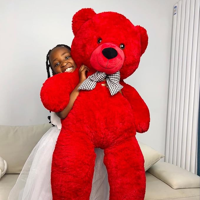 MaoGoLan Big Teddy Bear 55 inches,Life Size Big Plush Stuffed Animal,Adorable and Soft Red Teddy Bear Gift for Christmas,Valentines,Birthday,or Long Distance
