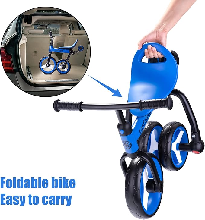 YGJT 4 in 1 Tricycle for Toddlers Age 2-5, Folding Toddler Bike Kids Trike Tricycles with Adjustable Seat and Removable Pedal, Baby Balance Bike Ride-on Toys Gift for Baby Boys Girls Birthday