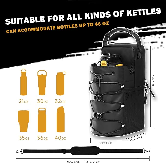 Magnet gym bag for Men and Women,Magnetic Sling Pocket Bottle ，Holds A 40 OZ Mug，Magnetic Water Bottle Holder for GymGym Bag for Gym,Sports, Trave for Cycling(Black)