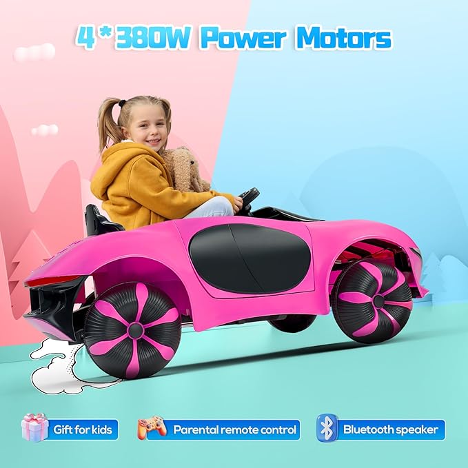 SEALIGHT 12V Kids Ride On Truck Car w/Parent Remote Control, Electric Car for Kids 4 * 380W Motors, 3 Speeds, Emergency Braking, LED Lights, Music & Horn, Kids Electric Vehicles for Boy Girl Gift