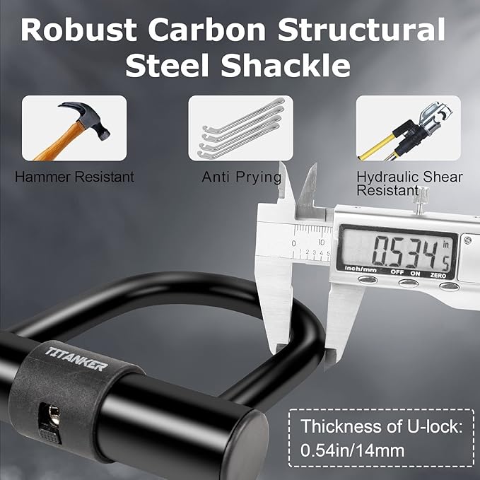 Titanker Motorcycle Chain Lock, Heavy Duty Bike Chain Lock with 2 Keys, Bike Locks with 14mm Thick U Lock for Bicycles, Motorbikes, Mopeds, Scooters (3FT,4FT)(6mm Chain,12mm Chain)