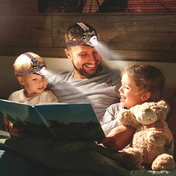 Dinosaur Kids Headlamp, T-Rex Dinosaur Led Headlamp Flashlight, Dinosaur Toy Headlamp Flashlight with 4 Lighting Mode for Boys, Girls’ Camping, Hiking, Reading and Party (Brown)