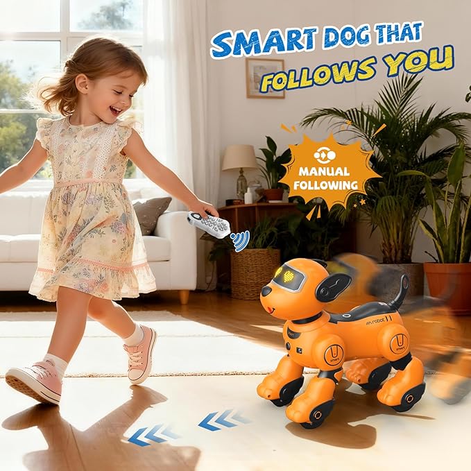 anysun Robot Dog for Kids, Remote Control Dog with Voice and Touch Interaction, Followable Programmable Dog Robot, Singing, Dancing, Talking, Smart Stunt Robot Dog Toy Gift for Boys Girls
