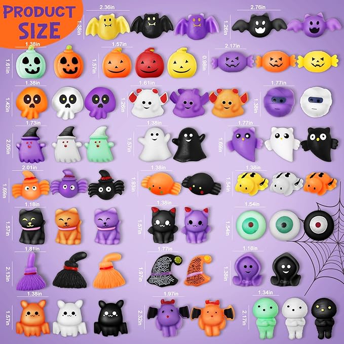 Halloween Party Favors for Kids-60Pack Halloween Squishy Toys,Mini Stress Relief Toys in Bulk,Halloweens Goodie Bag Fillers Gifts for Kids,Trick Or Treat Bags Toys Bulk,School Classroom Rewards Prizes