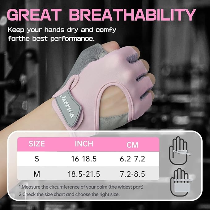 Jaffick Workout Gloves for Women Lightweight | Breathable Fitness Gloves with Non-Slip Grip for Gym, Weightlifting, Cycling and Training