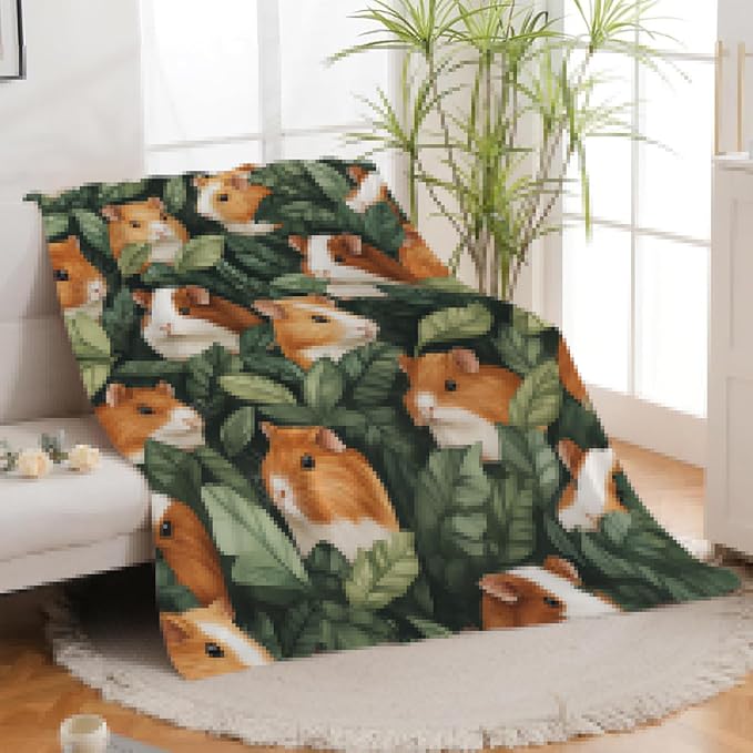 Guinea Pig Blanket, Guinea Pigs Printed Throw Blanket, Pet Gifts Blankets Stuff Fleece Flannel Plush for Women Men Boys Girls Lovers Adults Soft Bedding for Sofa Bed Office Home Decor 80"x60"