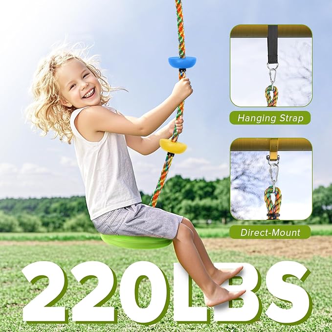 ZNCMRR Tree Swing Climbing Rope, Heavy Duty Swings Seat Replacement for Kids Disc Rope Climbing Swings Seat for Tree Indoor Outdoor Playground Swing Set Accessories(Leaf Green)