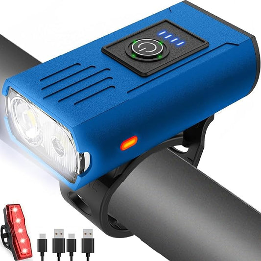 Victoper Bike Light, High Lumens Super Bright Bicycle Lite, 6+4 Modes USB Rechargeable Bike Headlight & Taillight Set, Waterproof Safety Bike Front & Rearlight for Road, Mountain, Night Riding
