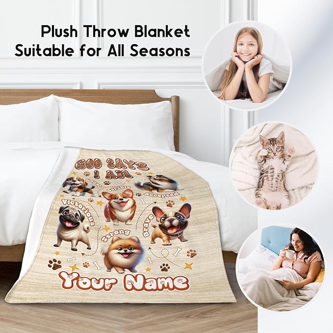 Personalized Dog Blanket for Kids - Custom Gifts for Dog Lovers, Mom, Women, Girls, Boys, Adults, Toddlers - Inspirational Fleece Blanket for Couch With Dogs, 30"x40"