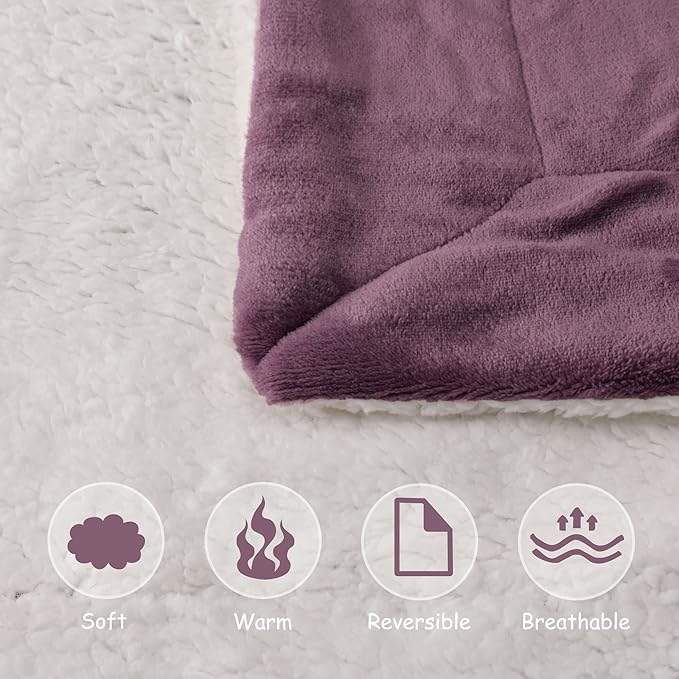 NANPIPER Baby Sherpa Blanket,Warm Toddler Throw Blanket,Soft Newborn Fleece Blanket for Winter (Cassis Purple,30x40 inches)