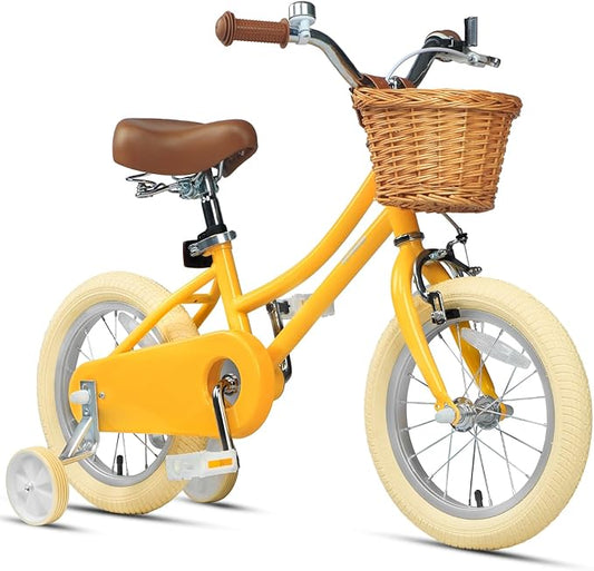 Petimini Girls Bike with Basket for 2-12 Years Old Kids, 12 14 16 18 20 Inch Bicycle with Bell Training Wheels Basket, Multiple Colors