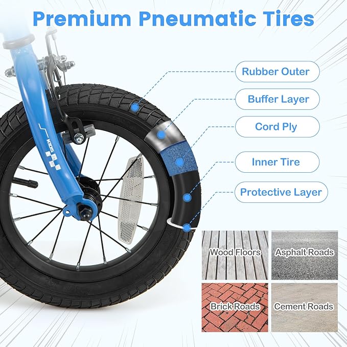 COSTWAY 12/14/16/18 Inch Kids Bike, Boys & Girls Training Bike w/Removable Training Wheels, Pneumatic Tires, Adjustable Handlebar & Seat, Dual Brake System, Children Toddler Bicycle for 3-8 Years Old