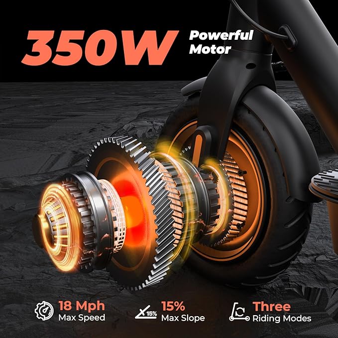 Electric Scooter for Adults, 350W Motor, 18MPH Max Speed, 12 Miles Max Range, 15% Hill Climb, 220LBS Load Capacity, 8.5" Pneumatic Tires, Foldable Electric Scooter for Adults & Teens Commuting