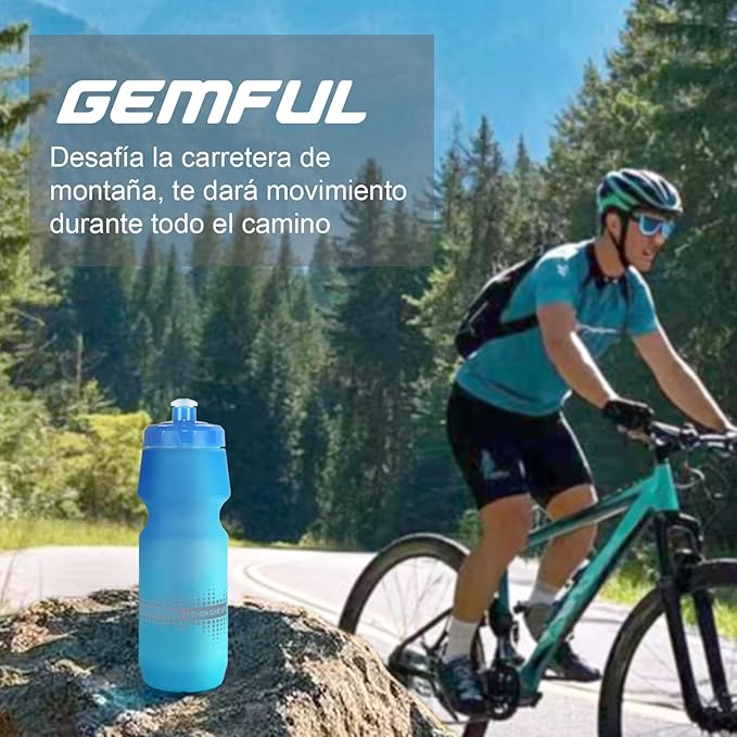 GEMFUL 2 Pack Biking Water Bottles BPA Free 24oz Cycling Bottle Squeeze Leak-Proof for Road Bike Bicycle Commuting Gym MTB (Gradient Black White)