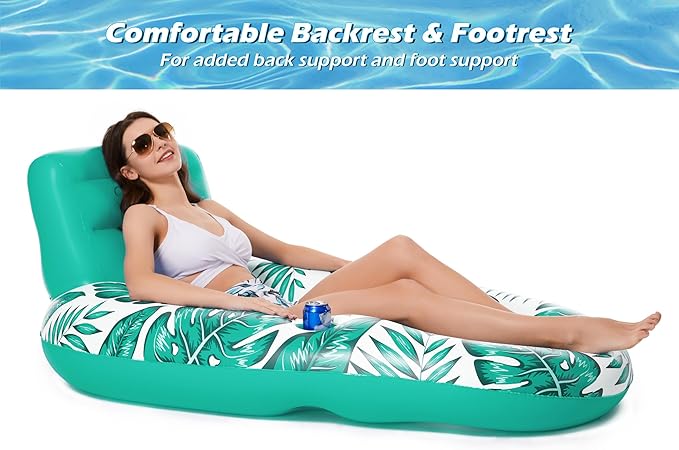 Jasonwell Inflatable Pool Float Adult - Pool Floaties Lounger Floats Raft Floating Chair Water Floaties for Swimming Pool Lake Lounge Float with Cup Holders Beach Pool Party Toys for Adults