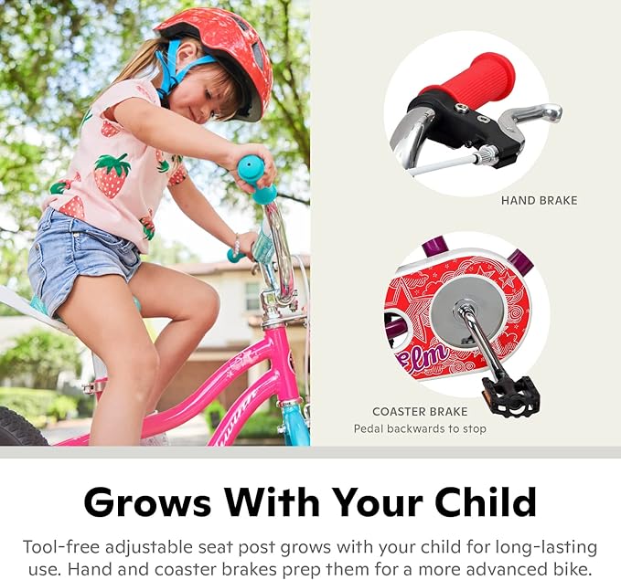 Schwinn Elm and Koen Bike or Balance Bike, 12-20 Inch Bike for Kids Ages 2-13, Black, Blue, Red, Teal, Pink or Purple, SmartStart Ergonomic Design, Adjustable Seat Grows with Child, Training Bicycle