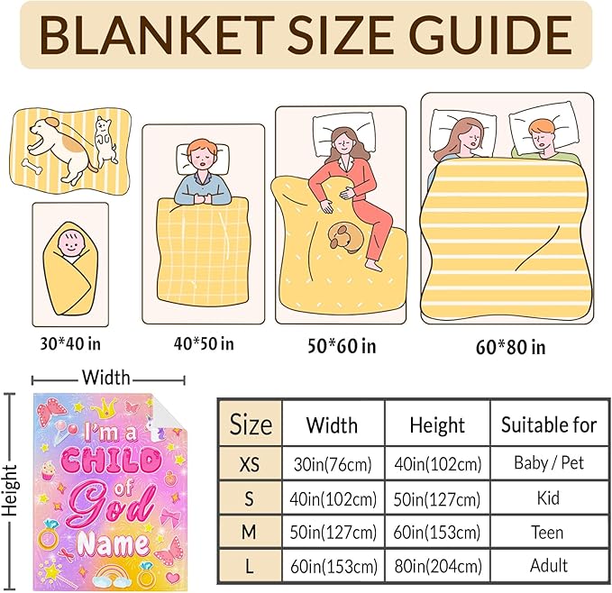 Personalized Blanket for Girls, Christian Throw Blanket Gifts for Kids Teens, 50"x60" Pink Cute Custom Flannel Blankets for Girl Lightweight Throws for Couch Sofa Bed Decor, Christian Gift Ideas