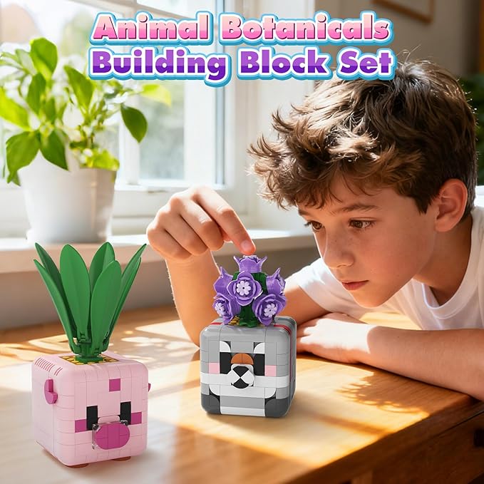 Botanicals Flowers Building Blocks Toys for Kids - Boys, Girls, Adult Desk and Room Decor Displays - Christmas Stocking Stuffers and Birthday Gifts