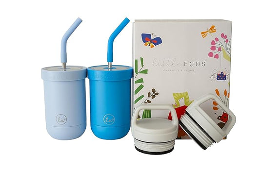 Double walled insulated stainless steel kids & toddler cups with straws and lids | Best Sippy cups with straw for boys 1+ year old | Holds 12oz capacity - On the Go Travel containers