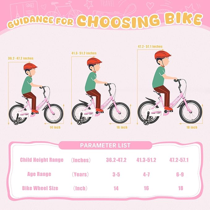 Outroad Kids Bike for Boys Girls Age 3-9 Years Old, 14 16 18 Inch Kid's Bike with Training Wheels, Children Bicycles for Toddler, Blue and Red