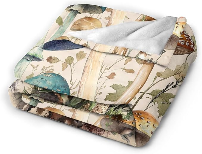 Mushroom Blanket Gifts for Girls Women Mushroom Throw Blankets Cozy Plush Fleece Flannel Fuzzy for Bedroom Living Decor 60"X50"
