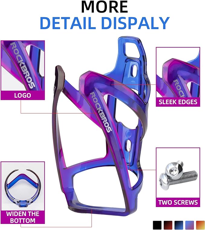 ROCKBROS Bike Water Bottle Holder Ultra-Light Bicycle Bottle Cages with Screws Tool, Universal Bike Cup Holder for Road MTB Mountain Bikes Cycling Accessories（2 Pack）