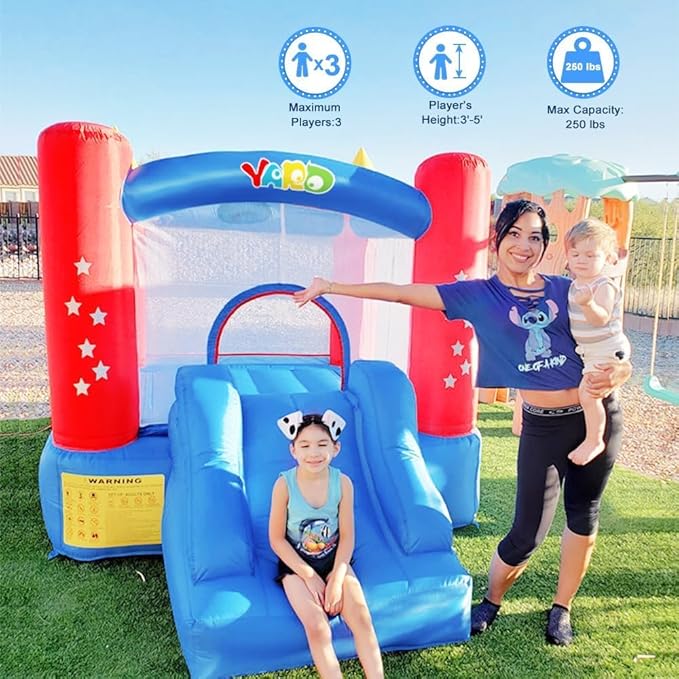 Yard Bounce House for Kids 3-8, Inflatable Bounce House with Slide, Bouncy House with Blower & Play Balls for Indoor Outdoor, 9.5x6.5x6.5FT Bouncy Castle for Toddlers Party