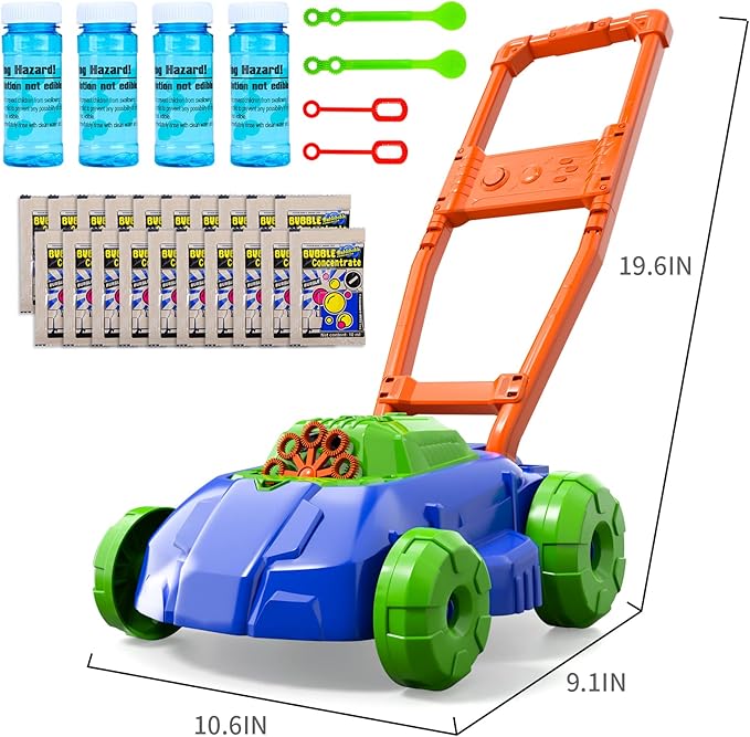 Bennol Bubble Lawn Mower for Toddlers, Kids Automatic Bubble Blower Maker Machine, Outdoor Gardening Push Toys, Christmas Birthday Gifts for Preschool Baby Boys Girls