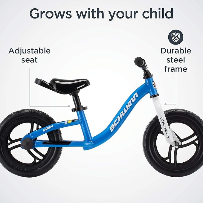 Schwinn Elm and Koen Bike or Balance Bike, 12-20 Inch Bike for Kids Ages 2-13, Black, Blue, Red, Teal, Pink or Purple, SmartStart Ergonomic Design, Adjustable Seat Grows with Child, Training Bicycle