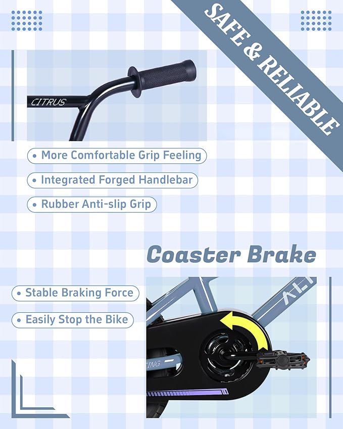 12 14 16 20 Inch Kids Bike BMX Style Bicycle with Training Wheels for 2-14 Years Old Toddlers Boys Girls Coaster Brake Multiple Colors