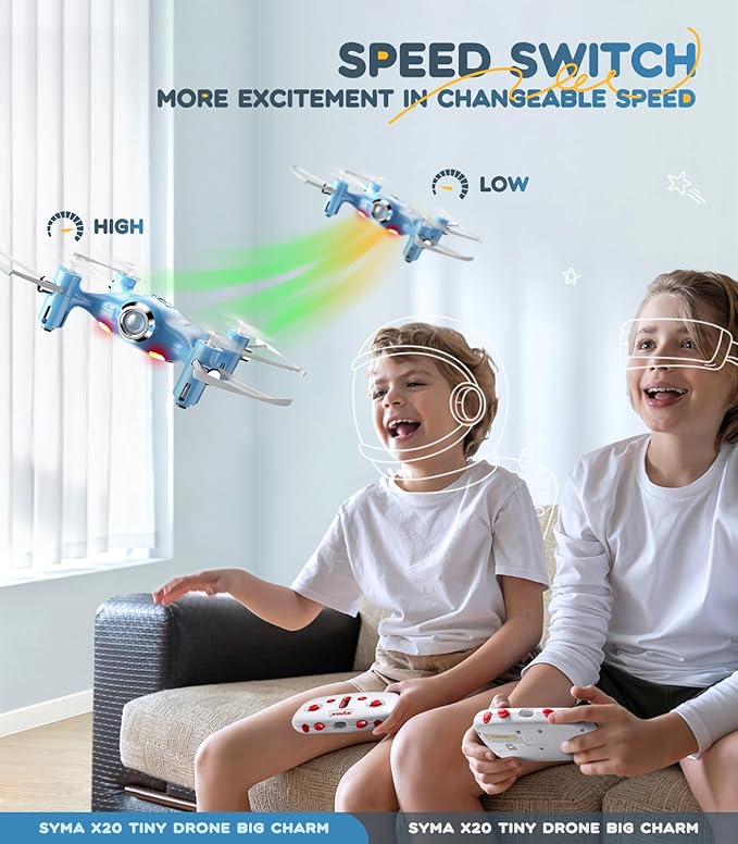 SYMA Drone for Kids, Easy Pocket RC Quadcopter with Altitude Hold, 3D Flips, Speed Switch Modes, Headless Mode, Protection Guards Helicopter Gift for Boys Girls Light Blue