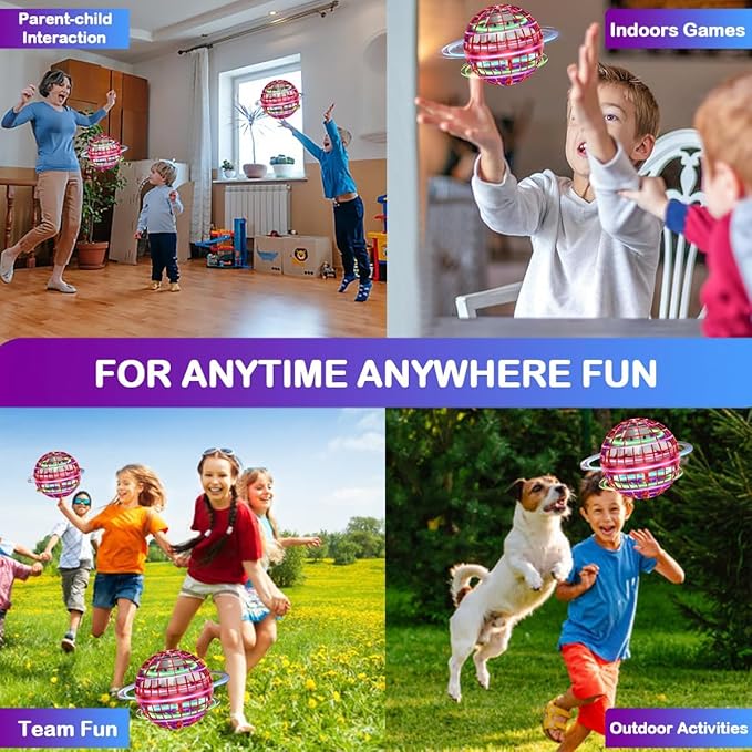 Flying Orb Ball Toy - 2025 Upgraded Magic Flying Orb Toy with LED Light 360°Rotating, Boomerang Flying Toys Indoor Outdoor Fun Games, for 6 7 8 9 10 12+ Year Old Kids Boys Girls Adults