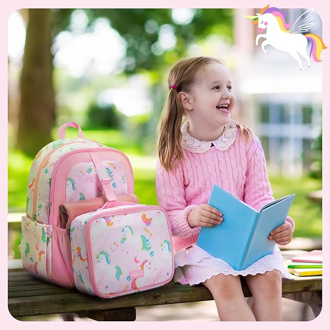 mommore Kids Backpack for Boys Girls Preschool Kindergarten Backpacks Lightweight Elementary School Bookbag with Lunch Box