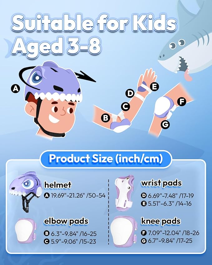 Bike Helmet for Kids 3-5-8 Toddler Bike Helmet Animal 3D Cartoon Boys Girls Safety Adjustable Kids Helmet and Pads Set for Cycling Scooter Skateboard