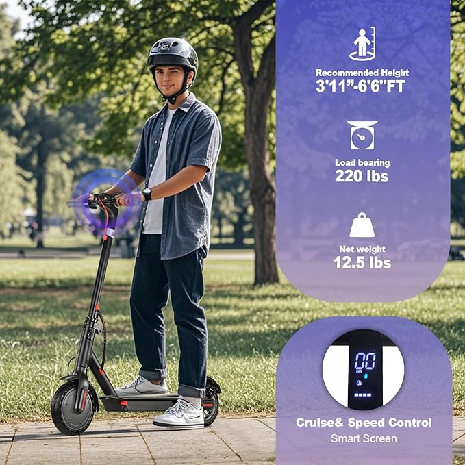 Electric Scooter Adults, Foldable 8.5" Tires E Scooter for Adults, 19 Mph, 350W Motor Fast Cooter, Kick Scooters Max 21 Miles Long Range for Commuting, Heavy Duty E-Scooter with Dual Braking System